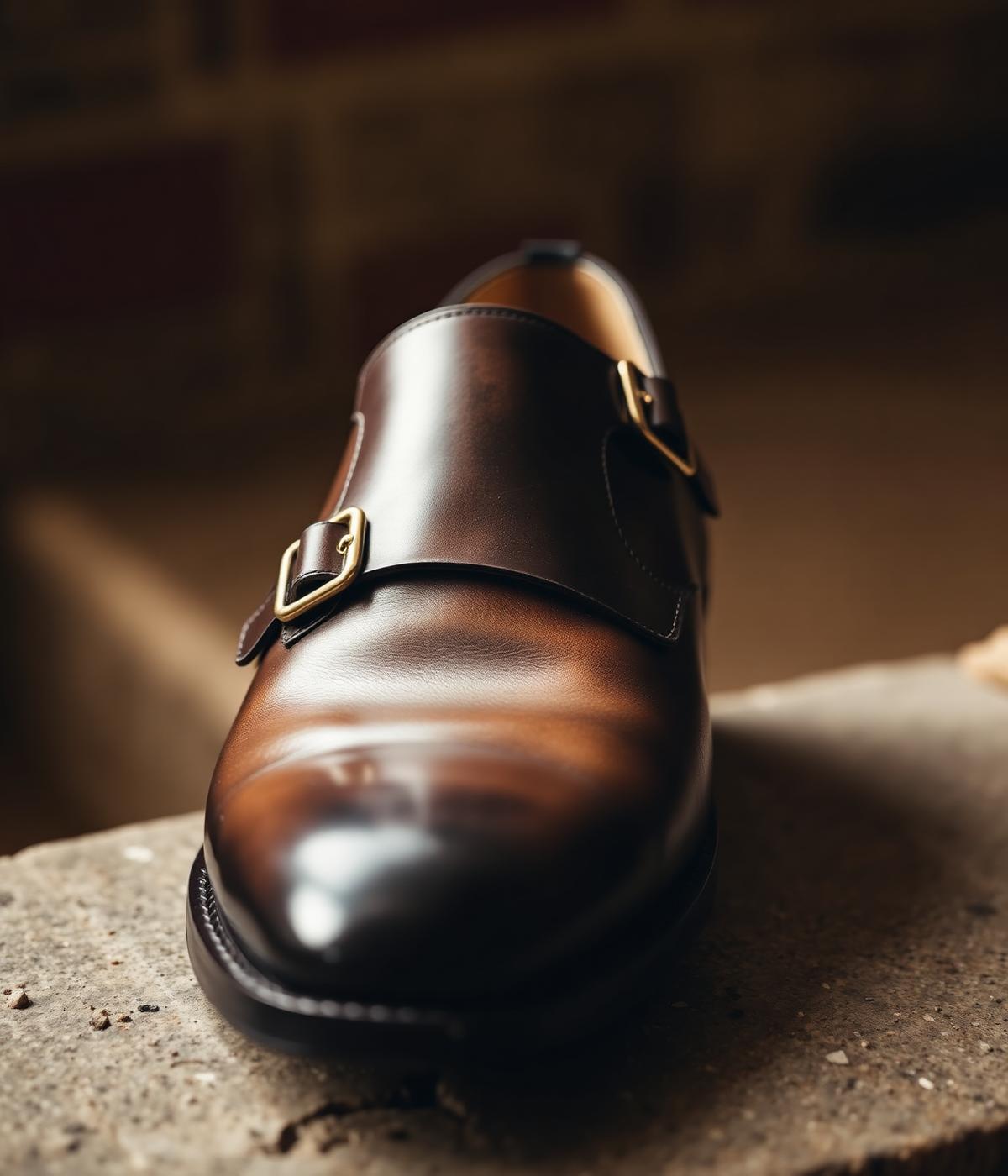 Double monk strap in dark brown